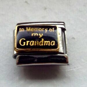 In memory of My Grandma enamel 9mm stainless steel Italian charm bracelet link